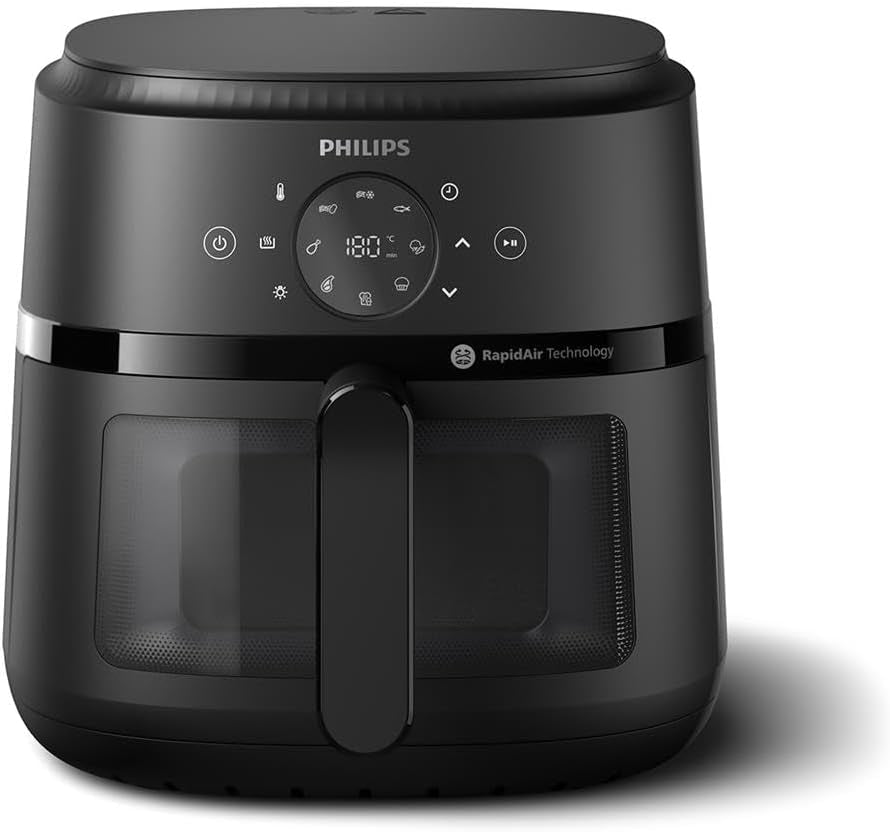 Philips Airfryer 2000 series 4.2L - Digital berøringsskærm, 13 tilberedningsmuligheder, 9 forudindstillede funktioner, Op til 90 % mindre fedt med Rapidair-teknologi, effekt 1500W Hvidevarer Naty Shop 6.2L - Sichtfenster