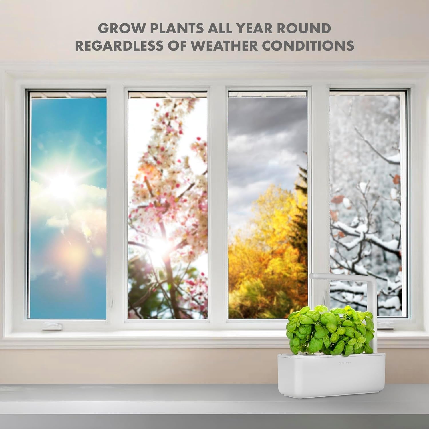 Click and Grow Growbox, Smart Garden, lettere end hydroponisk dyrkningssystem, indendørs have, urtehave, indendørs drivhus med 3 plantekapsler inkluderet, hvid