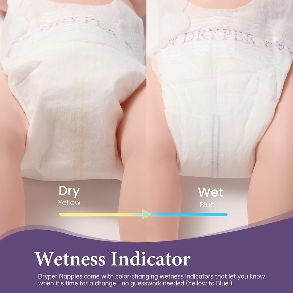 Miljøvenlige bleer til nyfødte Størrelse 1 (3-5 kg) Ultratynd Blød Hypoallergenisk til følsom hud 3D-lækagebeskyttelse Premium dag- og natbrugsvådhedsindikator 180 tal