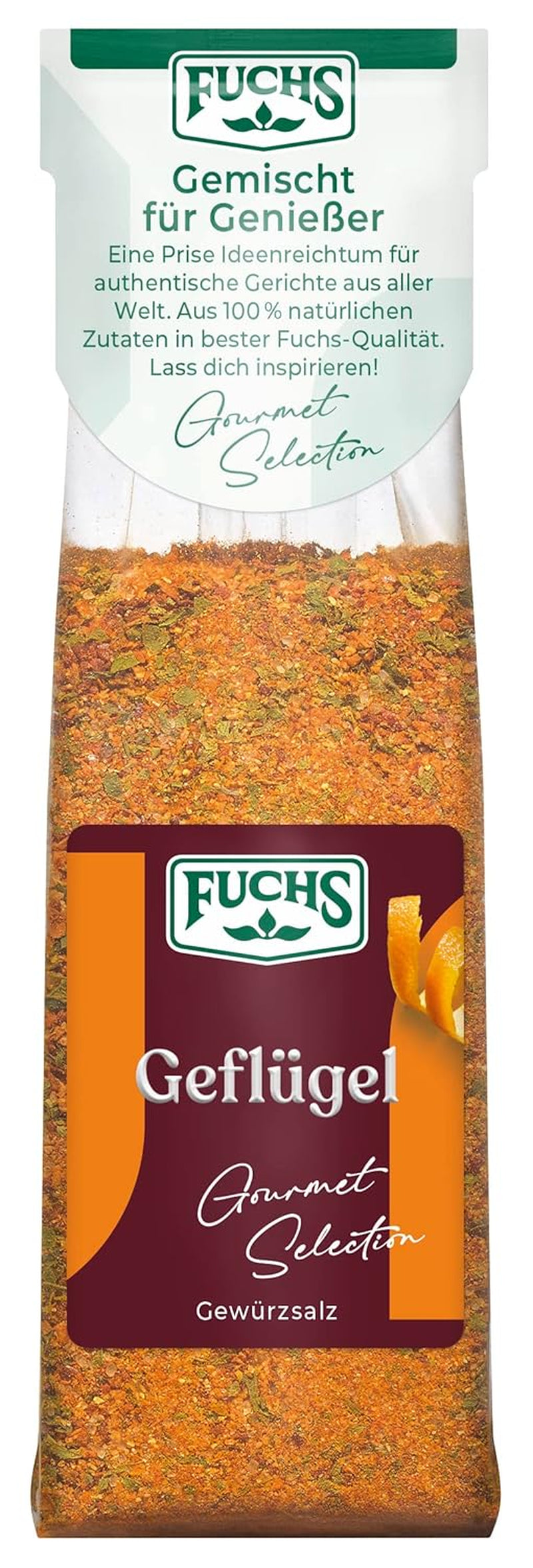 Fuchs Gourmet Selection Klassisch/Heimisch – Bratkartoffel Gewürzsalz, nachfüllbares Kartoffel Gewürz, Salz zum Würzen von Brat- & Ofenkartoffeln, Pommes Frites & Co, vegansk, 70 g