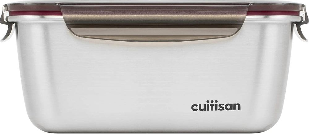 CANDL Cuitisan (Flora) borcan de depozitare a alimentelor din oțel inoxidabil cu capac cu clip, dreptunghiular, potrivit pentru cuptor cu microunde + cuptor, borcan de depozitare, EC7-SS10 2800ml Cutii depozitare alimente Naty Shop 22,0Cm X 15,7Cm X 9,5Cm / 1800Ml