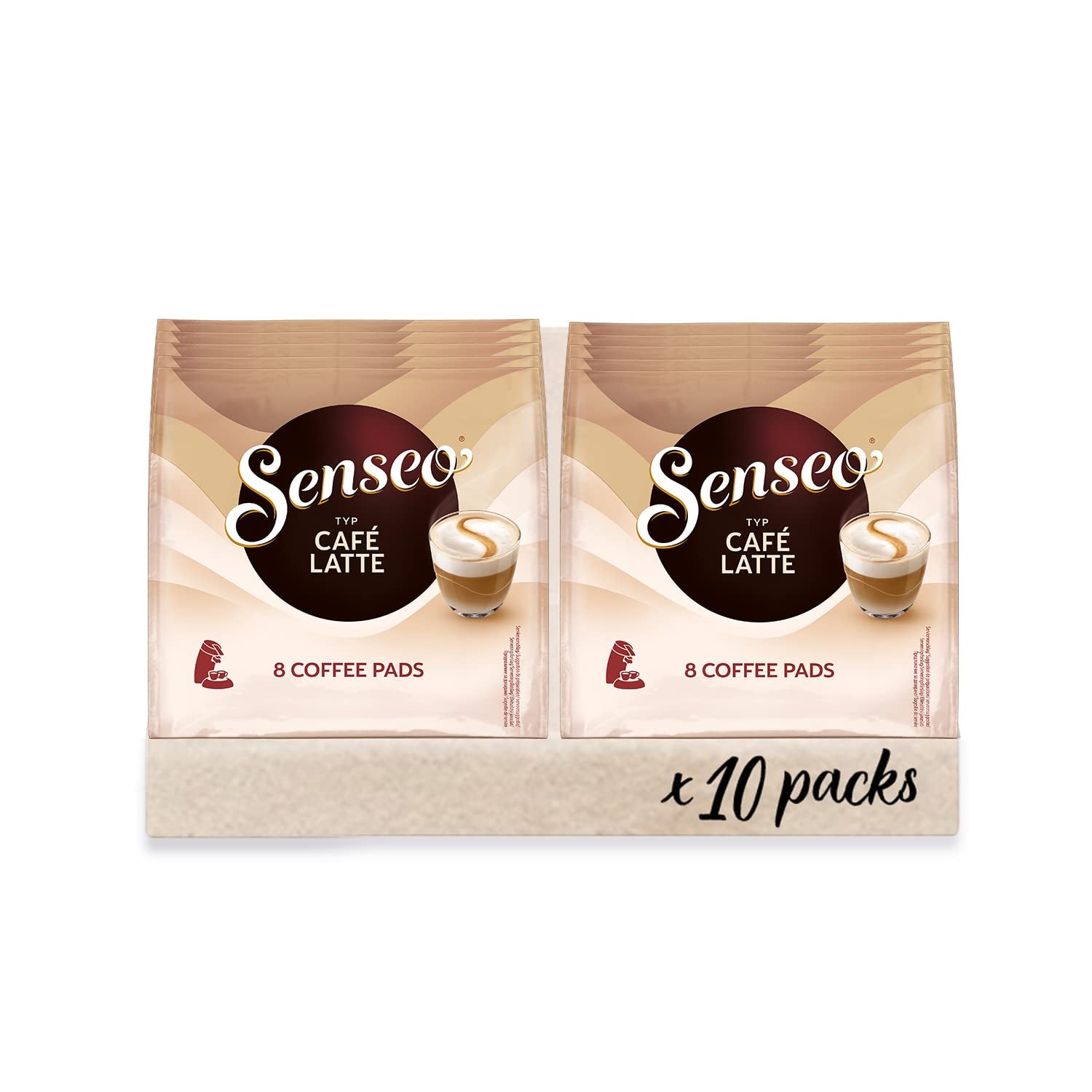 Senseo Pads Café Latte, 10 x 8 Getränke, 80 Kaffeepads