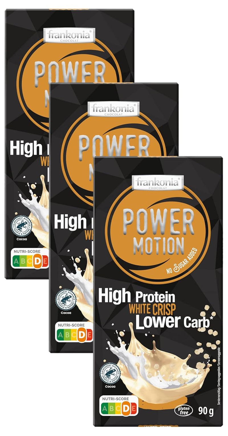 frankonia CHOCOLAT POWER MOTION uden tilsat sukker - Sprød hvid chokolade med højt protein- og lavt kulhydratindhold, 90 g
