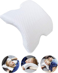 MINGZE Multifuncțional Memory Foam Pillow Neck Pillow Foam, Bow U-Shaped Neck Pillow, Slow Rebound Sleeping Pillow Rebound Pressure Pillow, Pillow Ice Silk for Hand And Neck Protection Perne ortopedice cervicale Naty Shop Alb