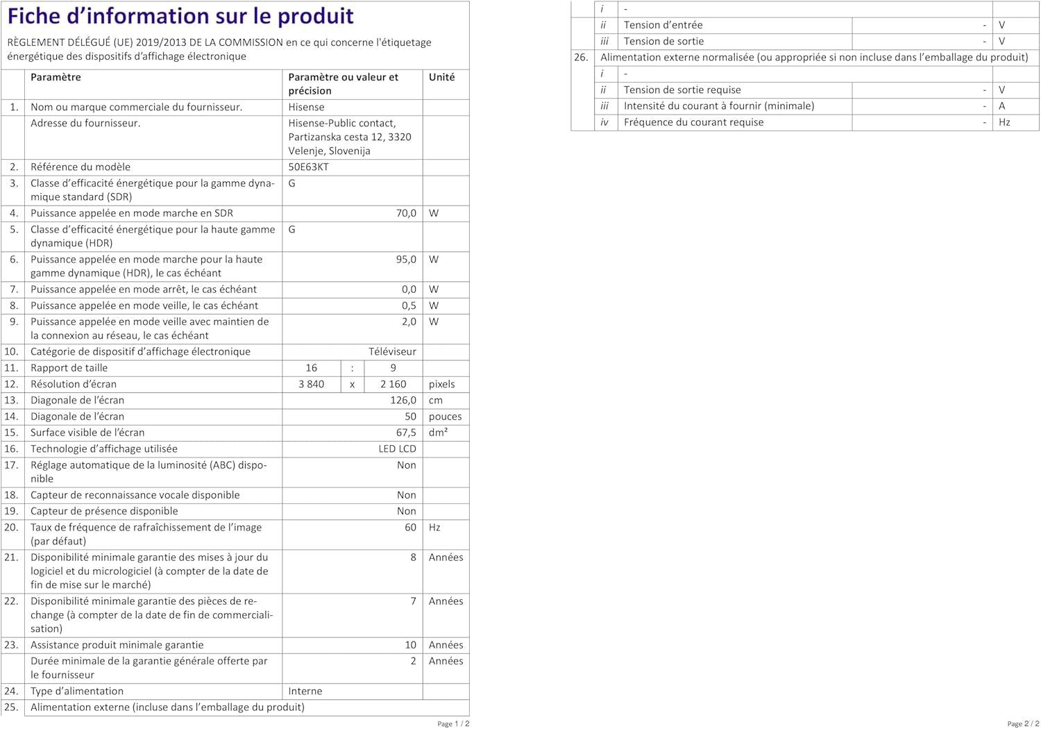 Televizor LED Hisense 50E63KT, 50 de inci, Smart TV UHD 4K