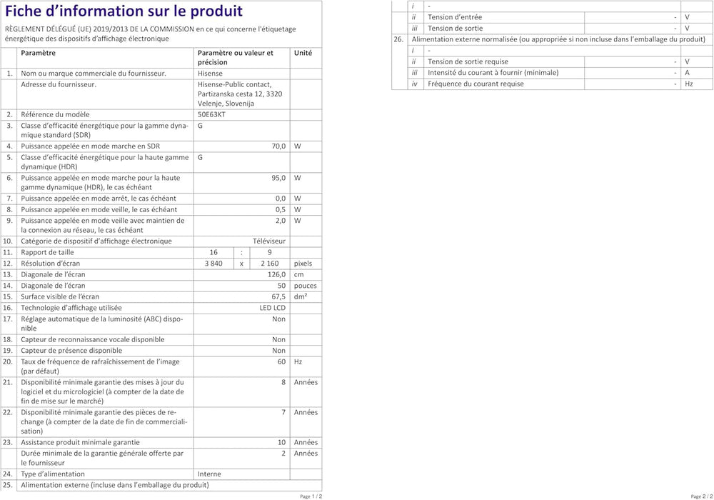 Televizor LED Hisense 50E63KT, 50 de inci, Smart TV UHD 4K