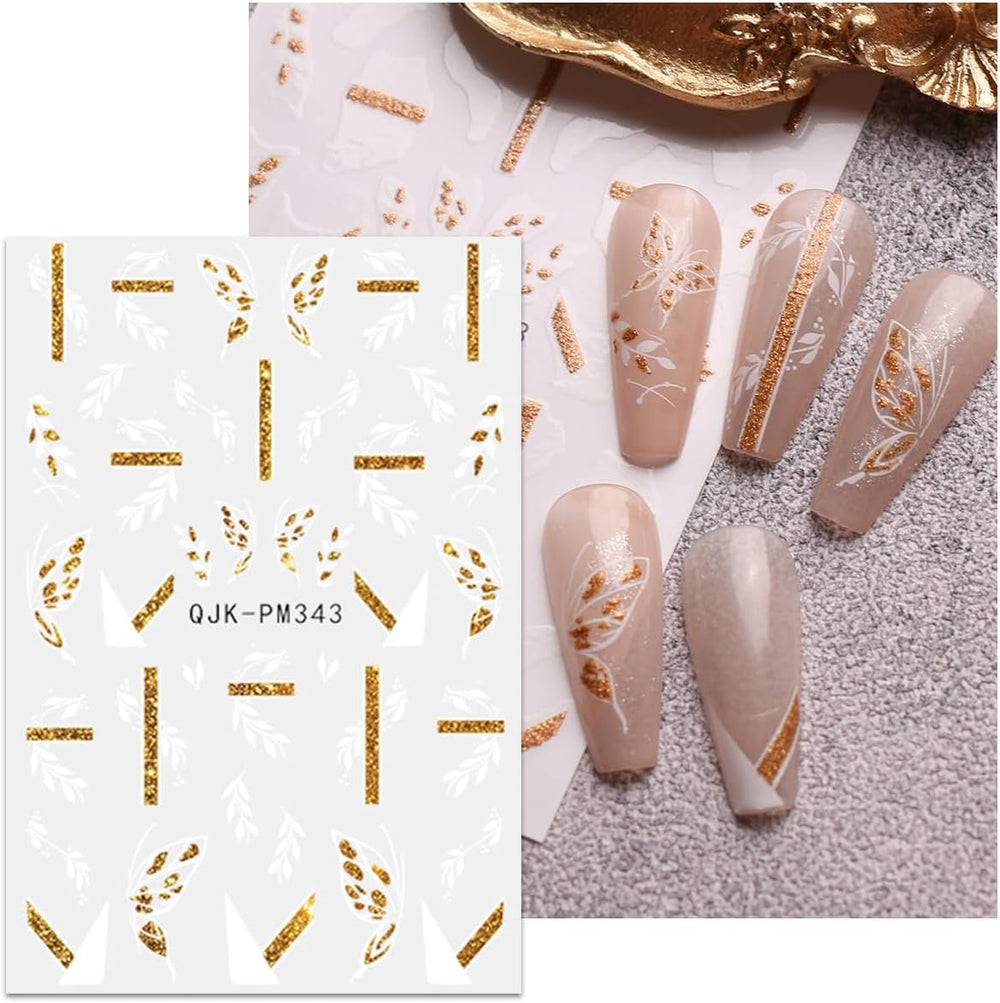 JMEOWIO Nagelsticker Blumen Glitzer 9 Blatt Nail Art Sticker Selbstklebend Nagelaufkleber Frühling Sommer Blumen Dekoration Nageldesign Zubehör