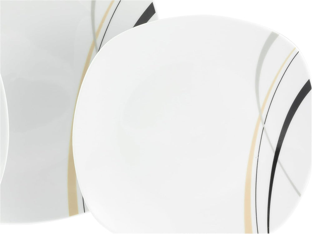 CreaTable, 24029, seria Square City Line, set de veselă din porțelan pentru 6 persoane, 12 piese, potrivit pentru mașina de spălat vase și cuptorul cu microunde, producție de calitate