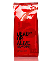 DEAD OR ALIVE DIAVOLO – Espresso Extra Dark – 100% Robusta – Extrem de Puternic – Aciditate Scăzută – Cremă Stabilă – Boabe Întregi 1kg – Prăjire Napoli