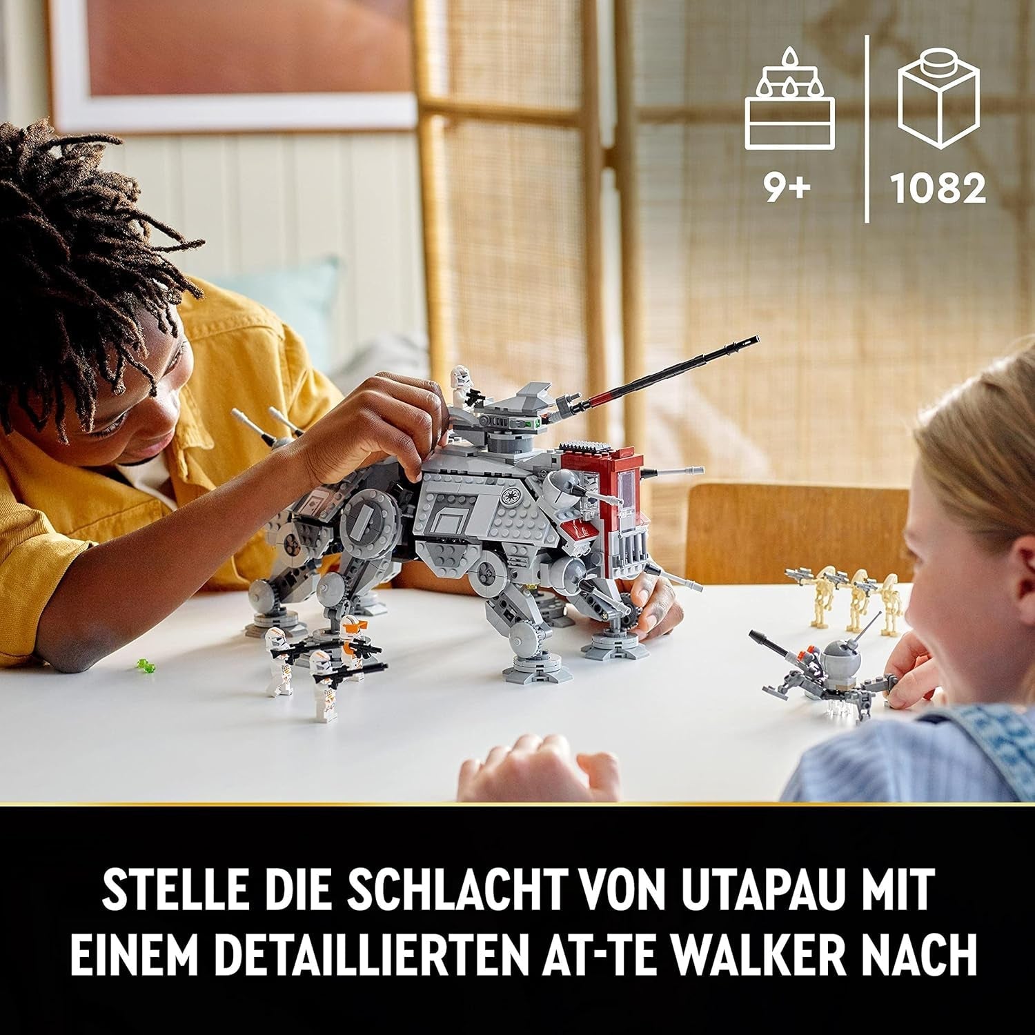 LEGO Star Wars At-Te Walker mobilt legetøjsmodel minifigursæt med 3 klontroopers, kampdroider og dværgedderkop-droid 75337 byggesæt Besuche den LEGO-Store