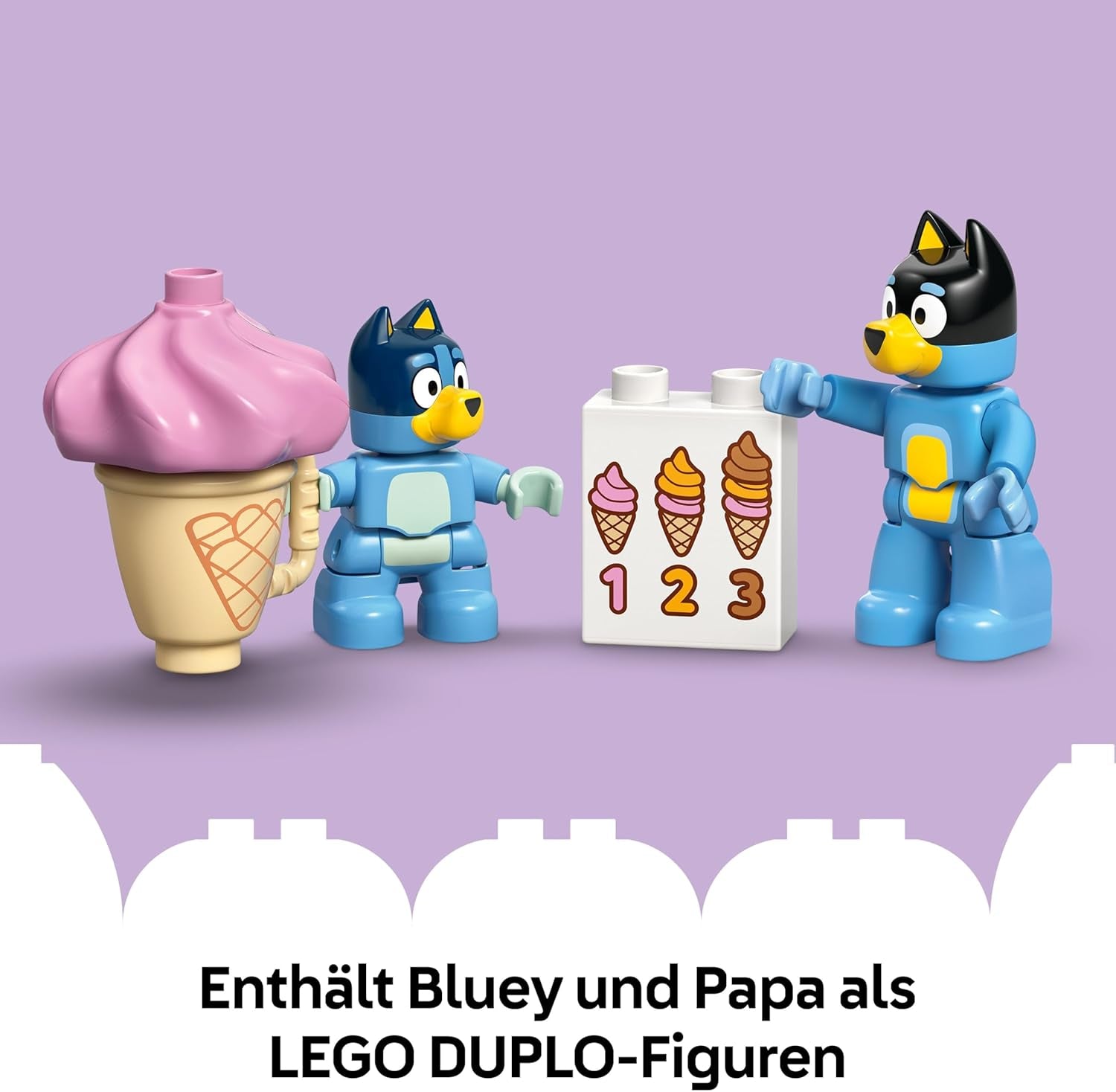 LEGO DUPLO Bluey: Ausflug zur Eisdiele mit Bluey - Lernspielzeug für Kleinkinder - Mit Spielzeug Car und 2 Minifiguren - Geschenk für Mädchen & Jungen ab 2 Jahren - 10458
