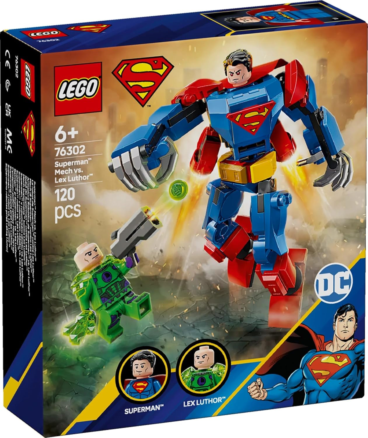 LEGO DC Superman Mech vs. Lex Luthor - Superheltelegetøj med 2 minifigurer - Bygbar actionfigur med bevægelige arme, ben og fingre - Gave til drenge og piger i alderen 6+ 76302 Byggesæt Besuche den LEGO-Store
