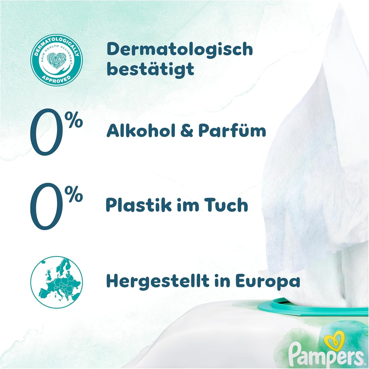 Pampers Harmony Aqua Baby vådservietter, æske, 1440 servietter (15 x 96), skånsom beskyttelse til sart hud med 99 % vand