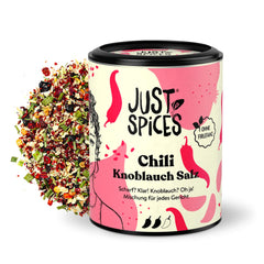 Just Spices Chili Hvidløg Salt I Gewürzmix, der zu allen Gerichten schmeckt I Gewürzdose, 55 g