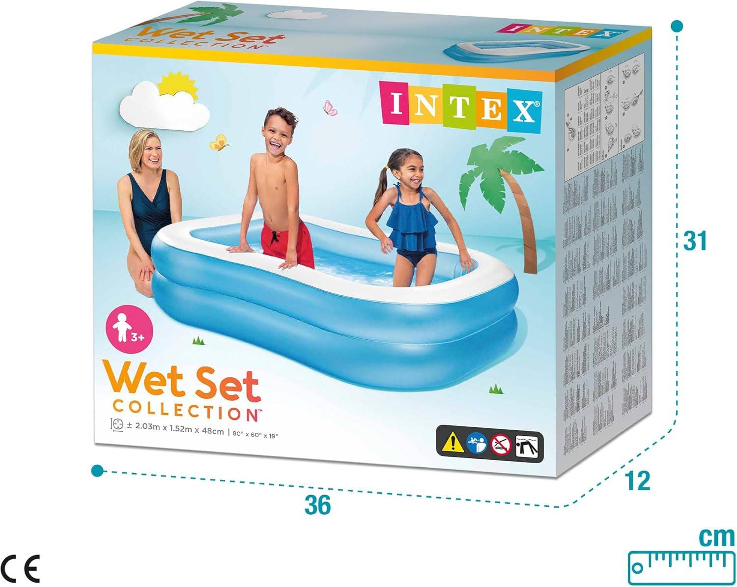 Intex svømmecenter familiepool, oppustelig, mål: 203 cm x 152 cm x 48 cm (57180NP)