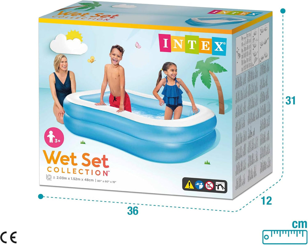 Intex svømmecenter familiepool, oppustelig, mål: 203 cm x 152 cm x 48 cm (57180NP)