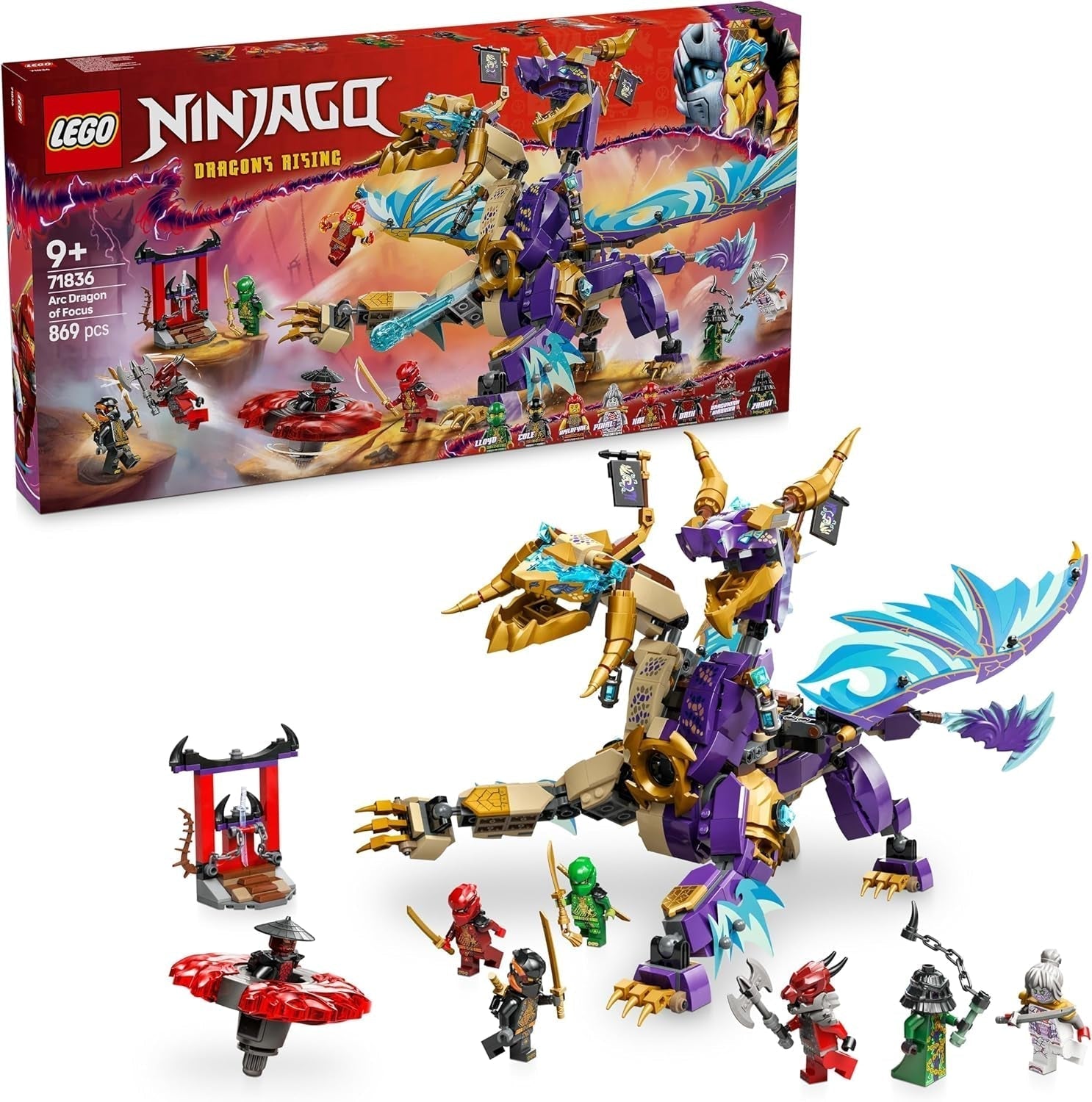 LEGO NINJAGO Lightbow Dragon - legetøj med 8 minifigurer og et Spinjitzu hjul - interaktiv ninja byggelegetøj til drenge og piger over 9 år - gaveide til fans 71836 Byggesæt Besuche den LEGO-Store Standard titel