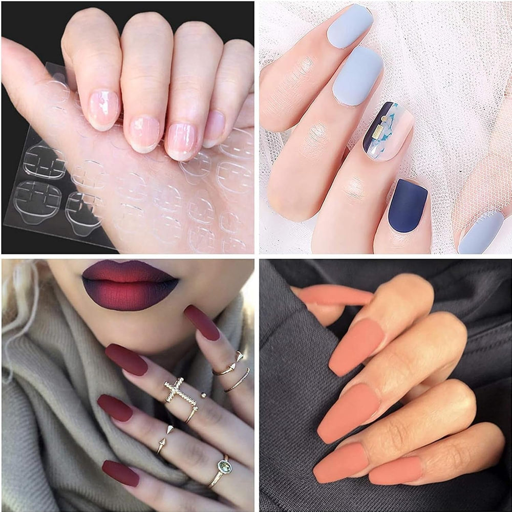 100 de șabloane pentru unghii, șabloane de modelare, autoadezive, cu 4 foi de tampoane adezive transparente pentru unghii și 3 pile de unghii, accesorii pentru extensii de unghii cu gel, pentru unghii artificiale