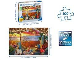 Ravensburger Puzzle 16795 - Apus de soare pe plajă - 500 Piece Puzzle pentru adulți și copii de la 10 ani, cu piese de puzzle mai mari [Exclusiv pe Amazon] Puzzle Naty Shop