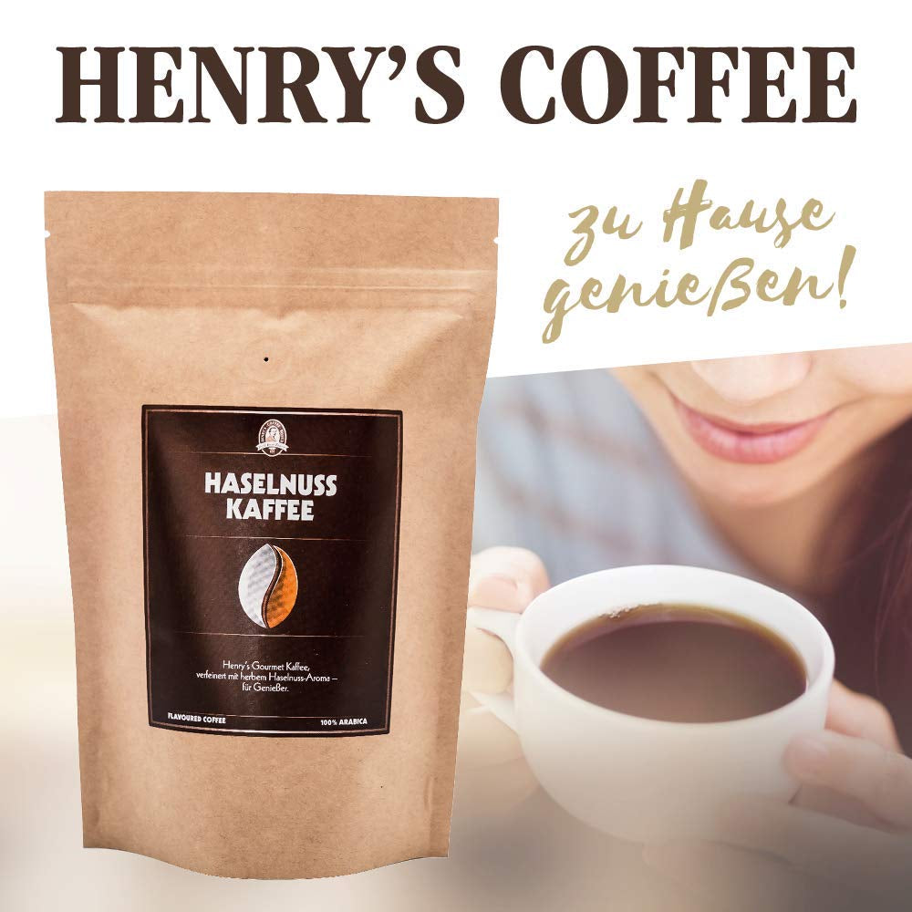 Cafea cu alune de pădure Henry's 1000g - Cafea gourmet rafinată cu cele mai fine arome - prăjită artizanal - boabe de cafea premium