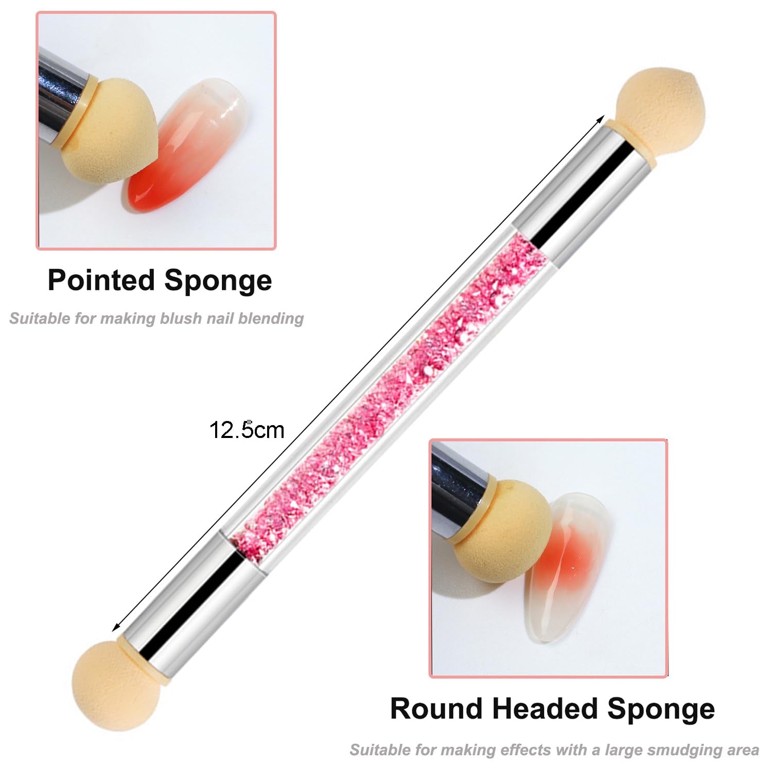 6 Stück Nagel Pinsel Set, Doppel-Ende Nageldesign Pinsel, Acryl Nail Art Pinsel Set Nail Art Liner Pinsel Dotting Tool Für DIY Nail Art Design (Mit 1 Schwammbürste)