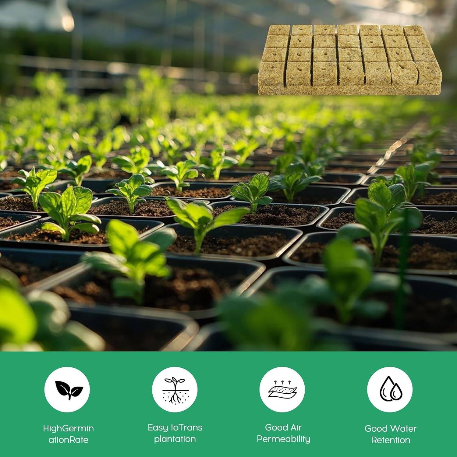 28 Rockwool-terninger, Rockwool-sæt, Rockwool-dyrkningsmåtte, jordfri hydroponisk vækstmåtte, Rockwool-terning, Rockwool-terninger til stiklinger, kloning, formering 4*4*4 cm