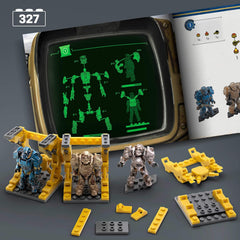 MEGA Fallout Action Figure Bauspielzeug, T-60 Power Armour Collection med 327 stk., 5 Mikro-Action-figurer og tilbehør, for Sammler