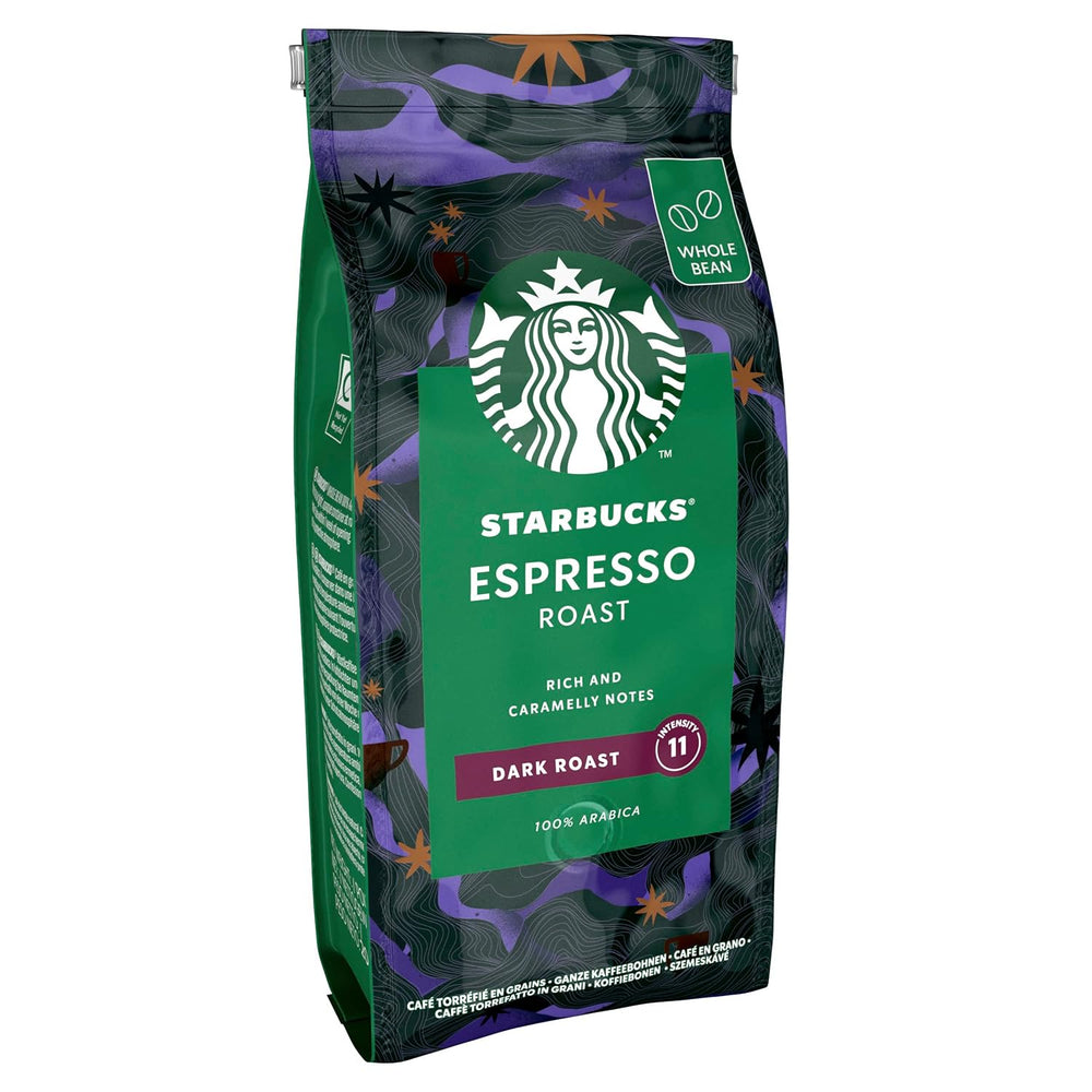 STARBUCKS Espresso Roast, Prăjire Neagră, Boabe Întregi de Cafea 200g (Pachet de 6)