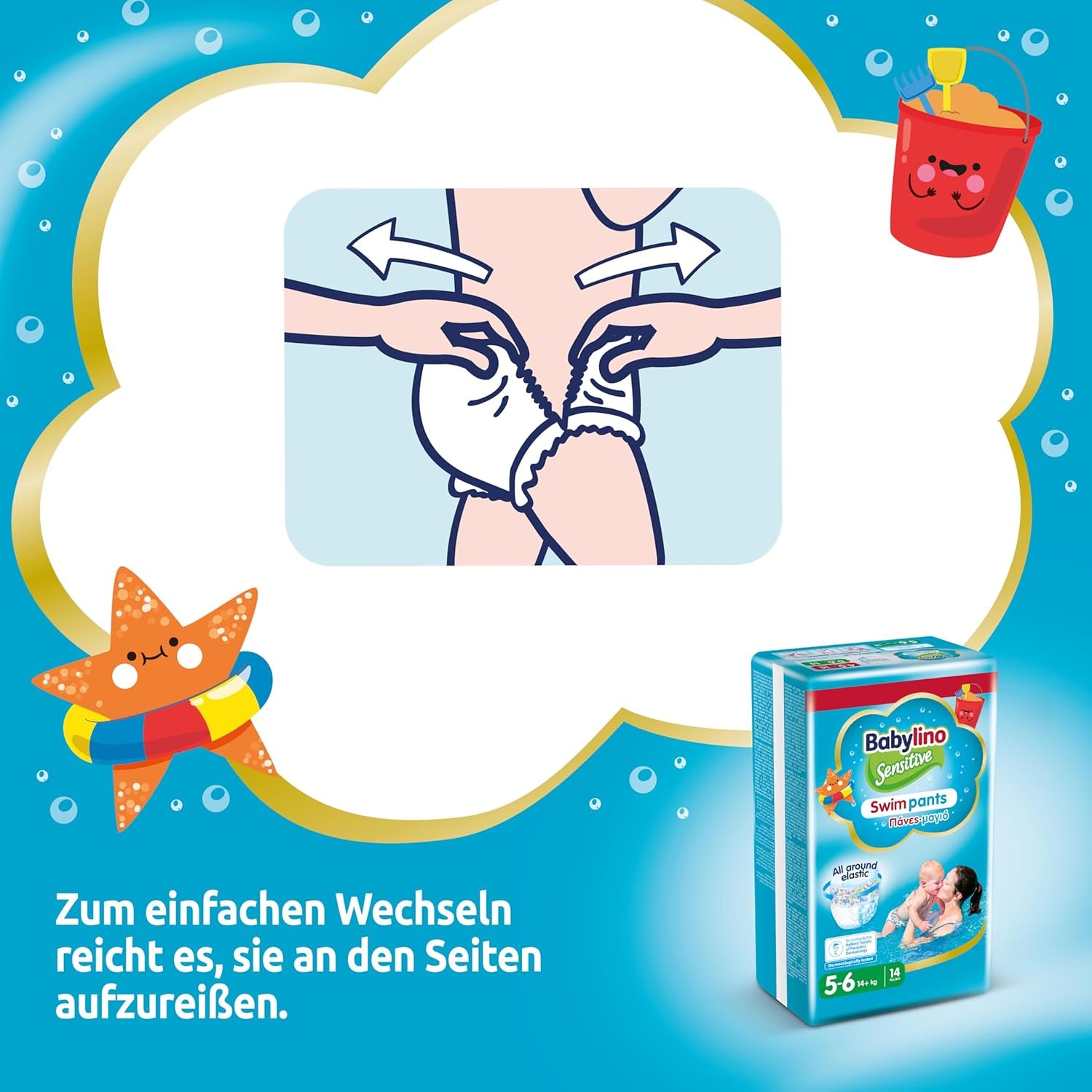 Bleer Sensitive svømmebukser, til hav og pool, str. 5-6 (over 14 kg), 84 stk.