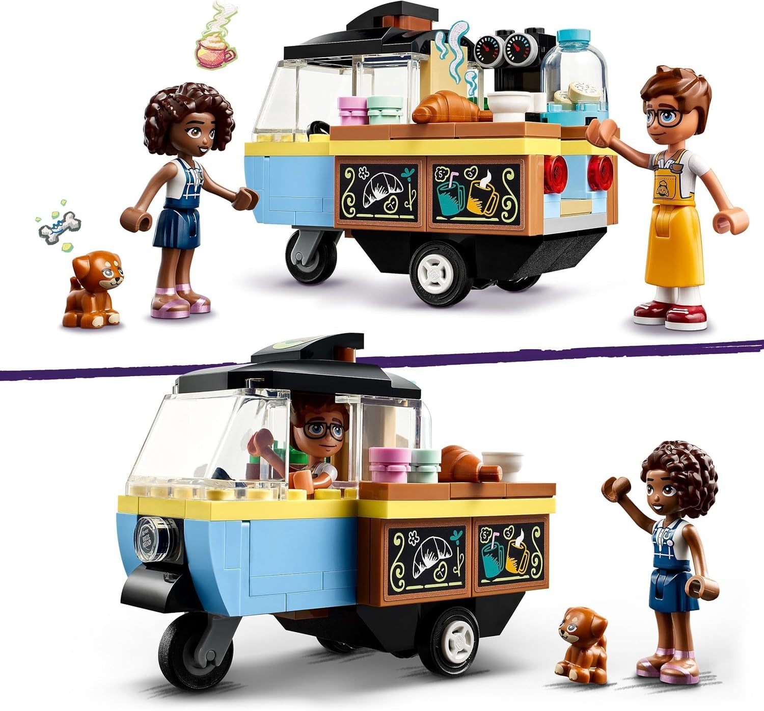 LEGO Friends Rolling Café Lille bagelegetøj til børn, gave til piger og drenge 6 år, pædagogisk legetøj med Aliya, Jules og hunden Aira 42606 Byggesæt Beuche den LEGO-Store