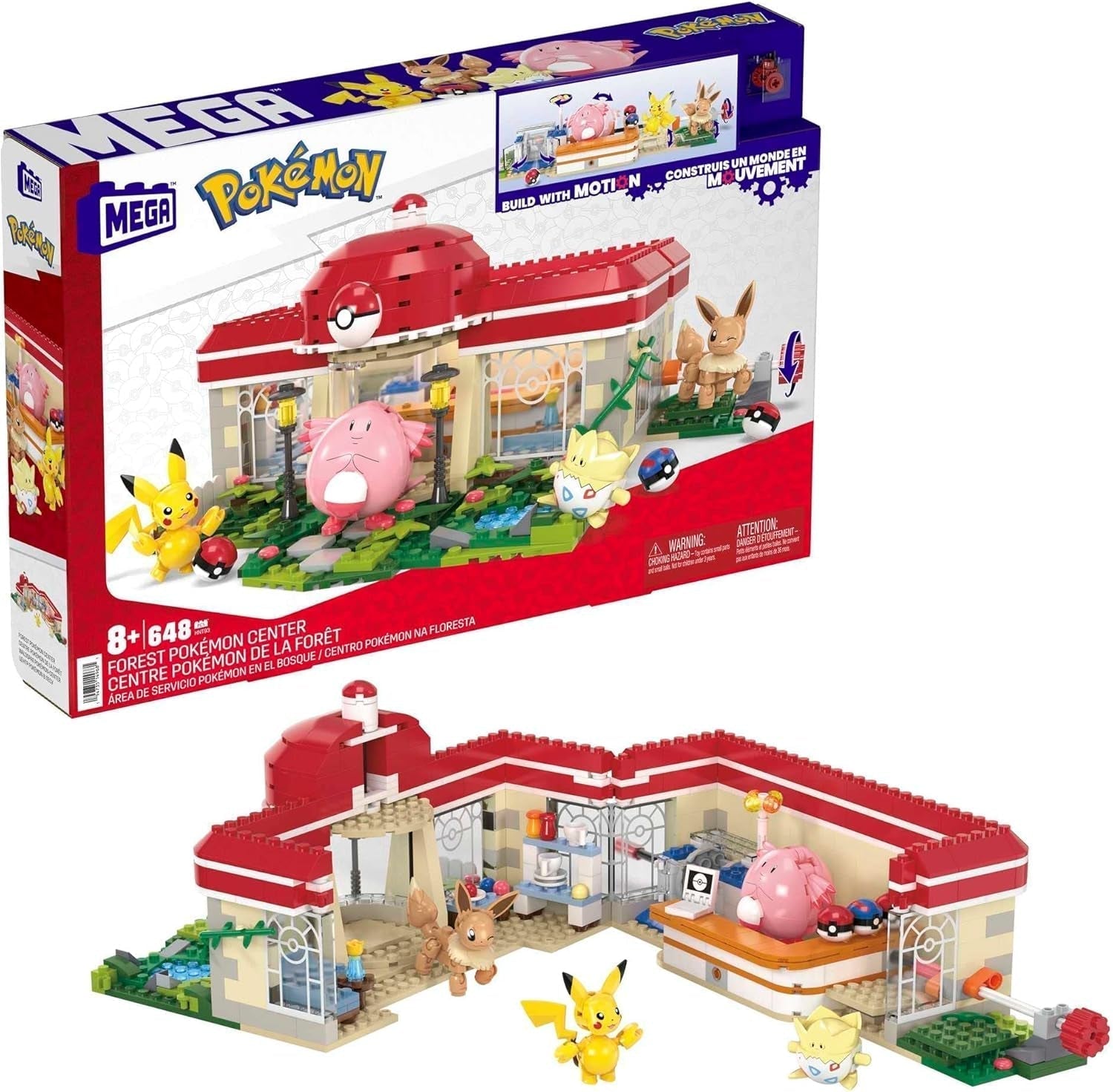 MEGA Pokémon actionfigur byggelegetøj, 1101 stykke træningsarena, kampspil og 5 bevægelige figurer til børn, HWR82 actionfigurer Naty Shop byggesæt