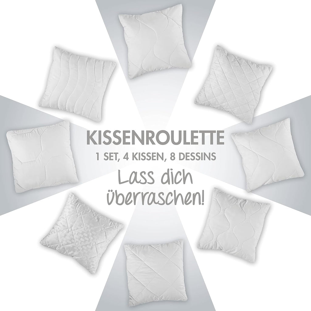 Traumnacht Pernă confortabilă ruletă, Set de 4 perne, Cu capac matlasat și umplutură din tije de spumă, 40 X 40 cm, Certificat Oeko-Tex, Produs în conformitate cu standardul de calitate german Perne standard Naty Shop
