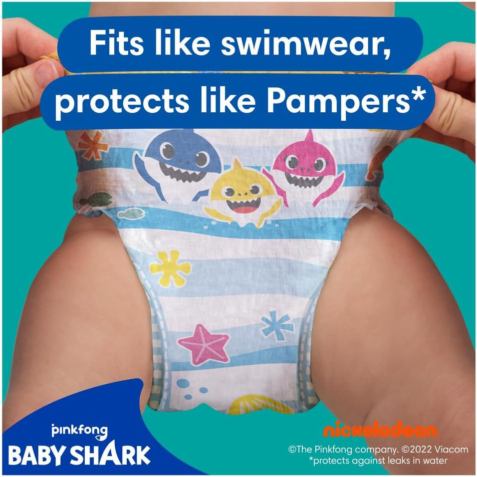 Pampers (gammel version), Splashers engangsbadeshorts - størrelse 5/6 (14 kg+) - Æske med 8 pakker med 10 stk.