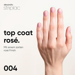 alessandro Striplac UV Top Coat Rosé - Lyse, ridsefaste negle i op til 15 dage - Kan bruges med eller uden farve - Skånsom fjernelsesteknologi - Vegansk - Pink, Gennemsigtig, 6,5 ml