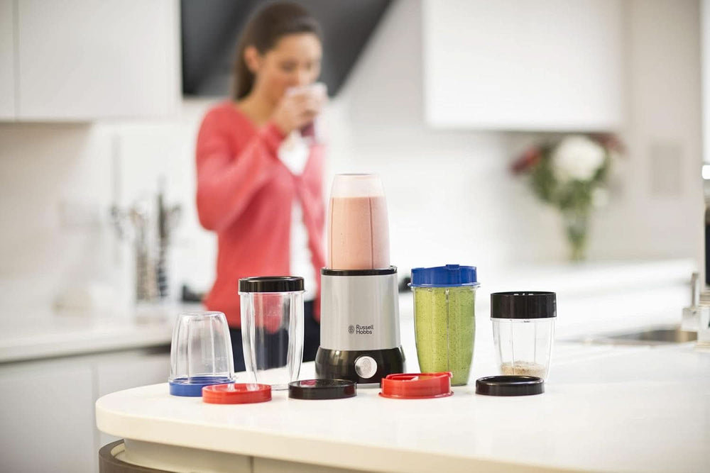 Russell Hobbs Mixer [Multifunktions- Standmixer] Nutriboost (Inkl. 5 Bpa-Freie Und Spülmaschinengeeignete Behälter + Deckel, 22.000 U/Min, 0,9 Ps-Motor) Elektrisk, Smoothie-Maker 23180-56 Kitchen Naty Shop