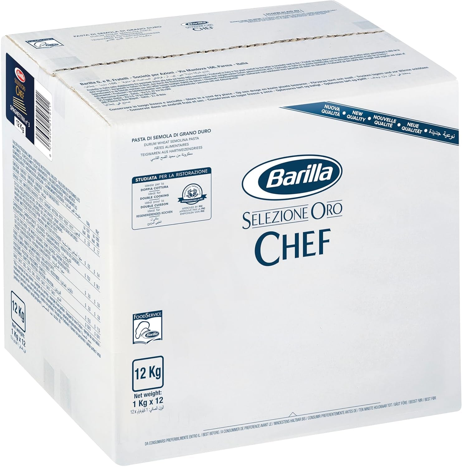 Barilla Selezione Oro Chef Spaghettini n. 3, pakke med 12 (12 x 1 kg)