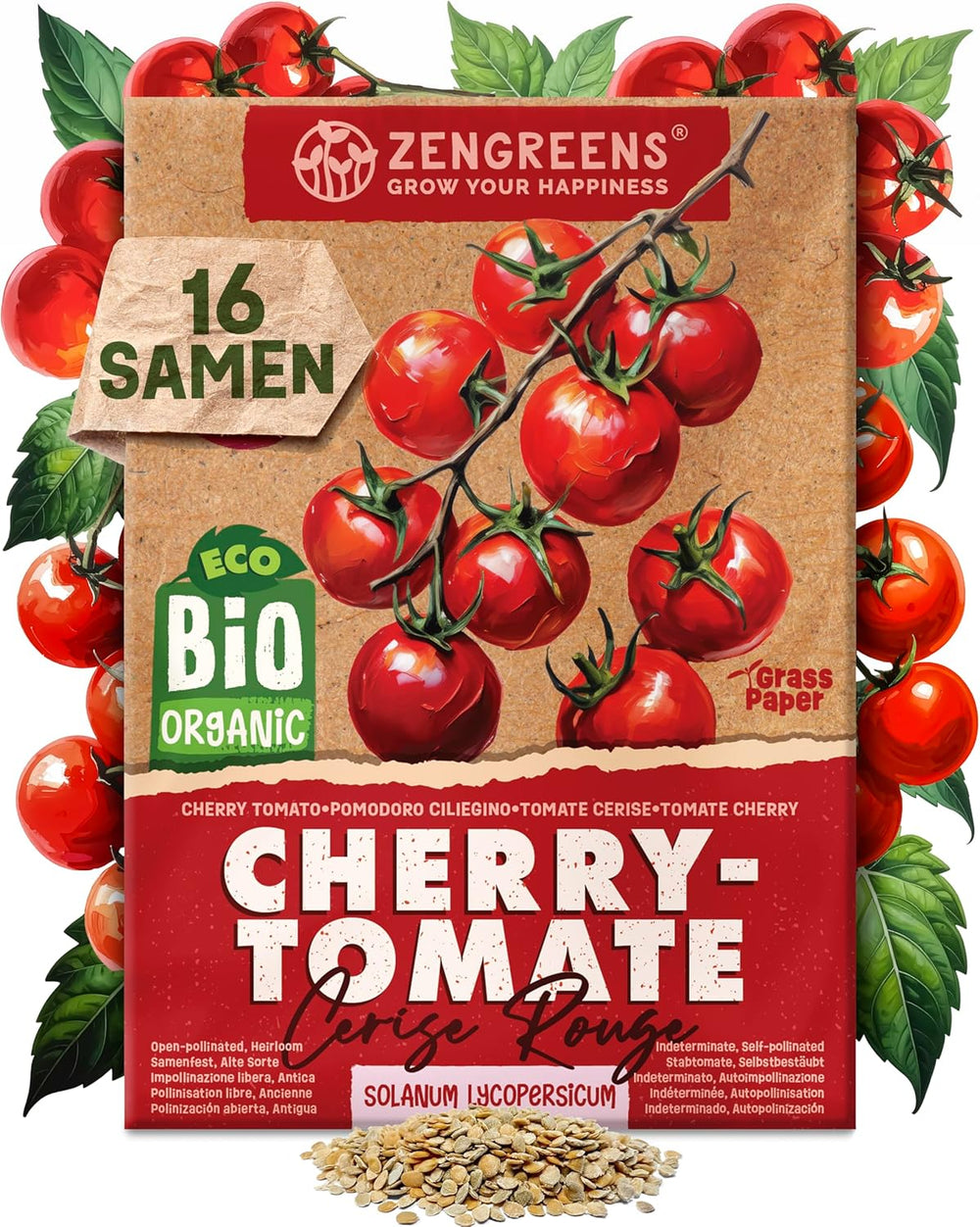 Økologiske tomatfrø i et sæt med 10 - 10 tomatfrø til nem dyrkning i haven, balkonen eller højbedet - Plantefrø - Frøplanter