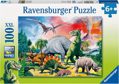 Ravensburger puslespil til børn - 10957 Blandt dinosaurerne - Dino puslespil for børn fra 6 år og ældre, med 100 brikker i XXL-format Puslespil Naty Shop Single
