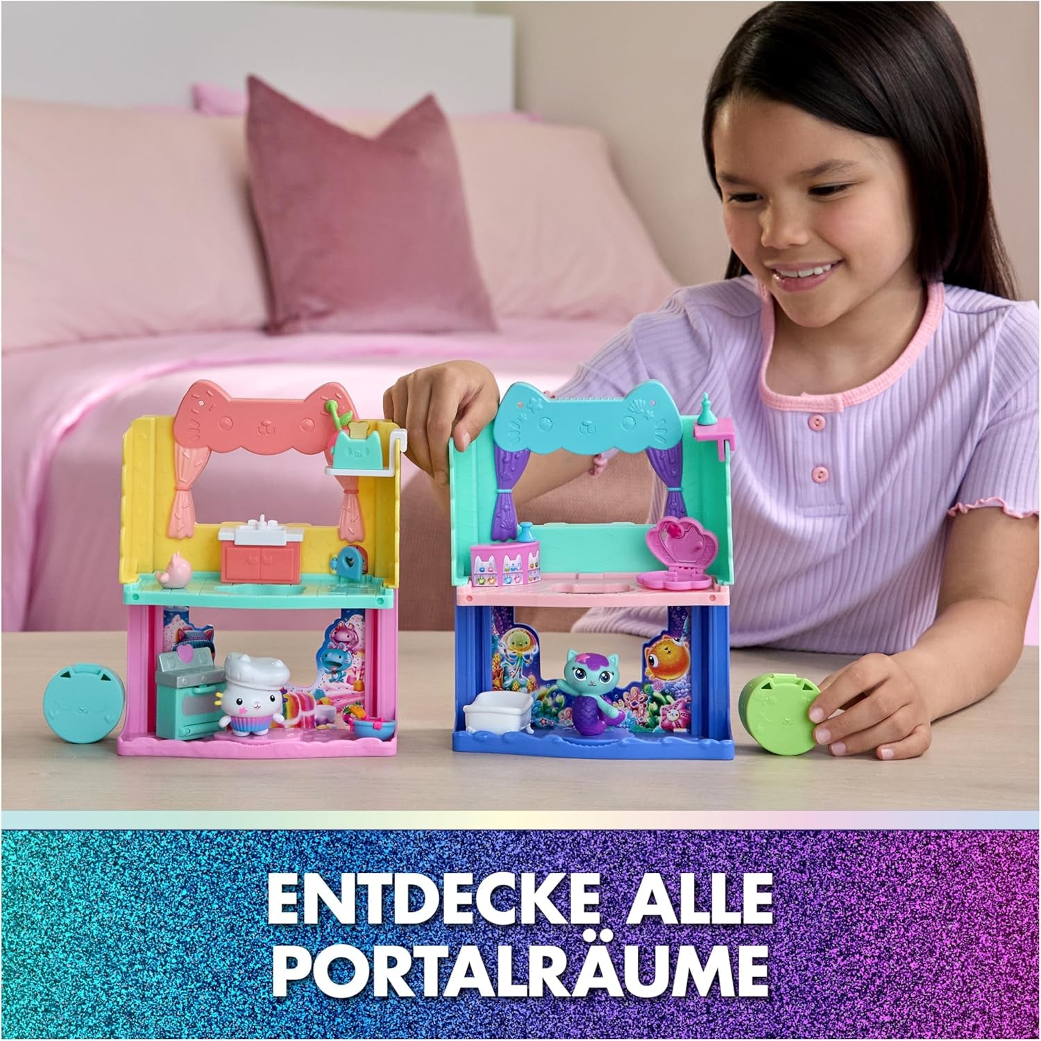 DREAMWORKS CASA DE PĂPȘI A LUI GABBY: FILMUL - Portal Room „Bucătăria cu stropi de zahăr a lui Kuchi” cu figurină și accesorii, pentru copii cu vârsta de 3 ani și peste