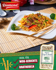 DIAMOND Hsing-Fu Nudler, asiatiske Hvedemel Mie Nudler til wok og wok-stegte retter - 12 x 250g