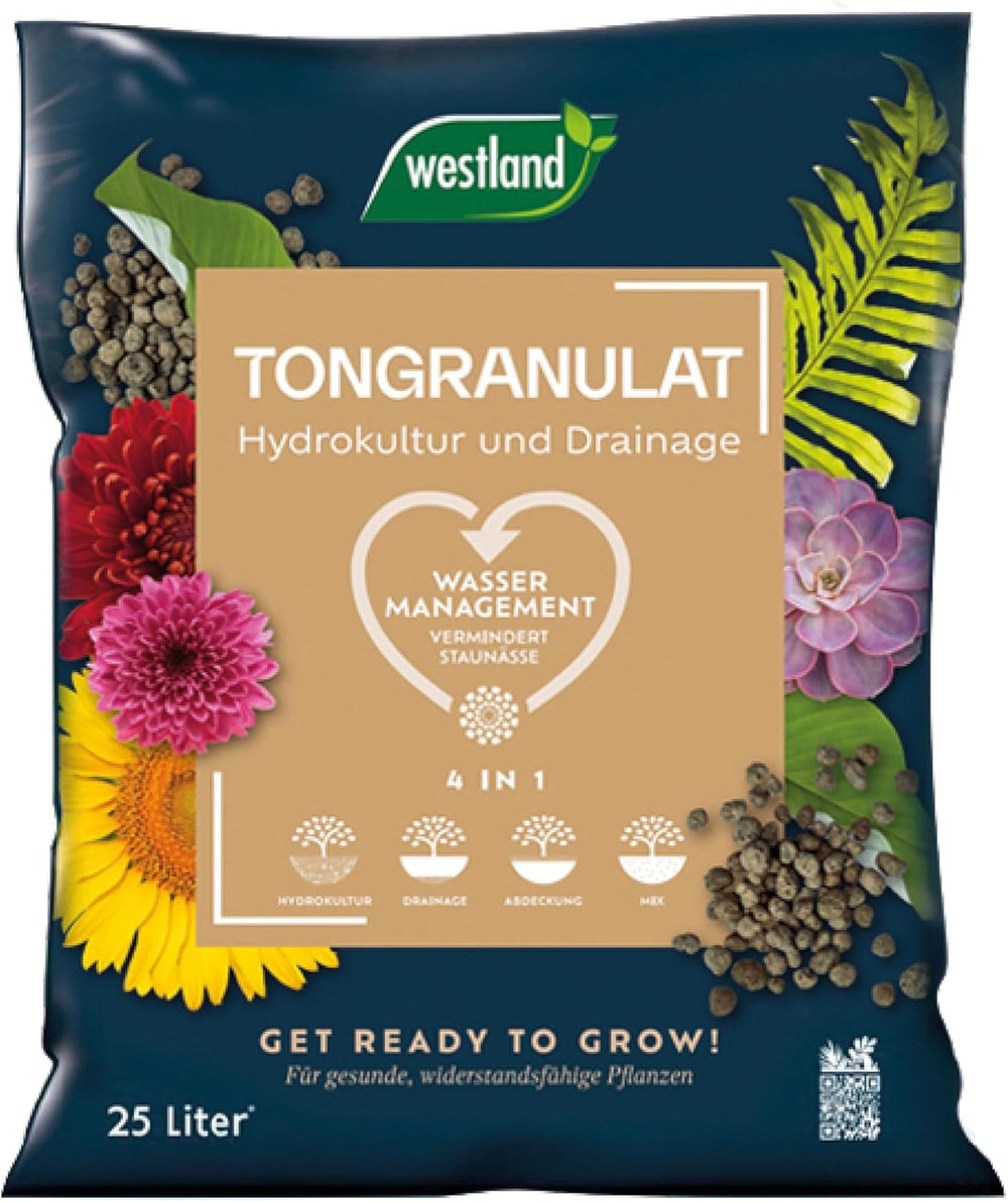 Westland Clay Granulat, 5 L - Granulat til planter ideel til hydroponics, dræningssubstrat uden kemiske tilsætningsstoffer, til indendørs og udendørs brug
