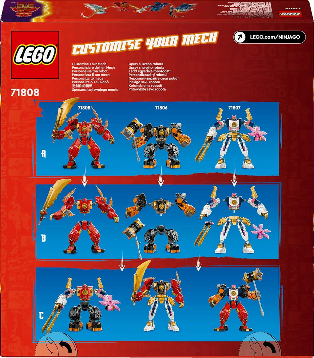 LEGO NINJAGO Kai's Fire Mech Action Figur Legetøj til børn med tilpasselig rød Mech Figur Ninja Sæt 4 figurer inklusive Kai og Zane Gave til 7-årige drenge og piger 71808 Byggesæt Beuche den LEGO-Store