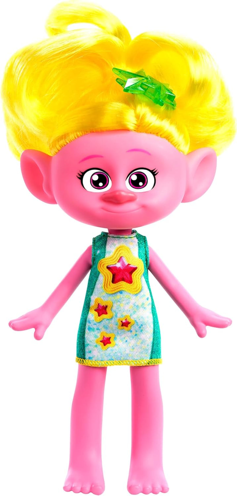 Mattel DREAMWORKS TROLLS Gemeinsam Stark – Haarige Überraschungen Chenille Puppe mit Lechtend blauem Haar zum Stylen, lila Stirnband, für Kinder ab 3 Jahren, HNF15