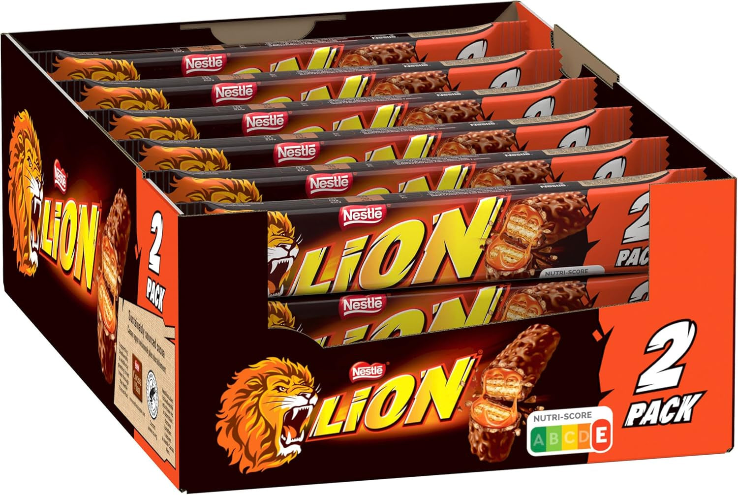Nestlé LION chokoladebar med karamel, sprød snack, sprød chokolade og sprøde chips, karamelfyld, en speciel spiseoplevelse, multipakke, 28-pak (2 x 30 g hver)