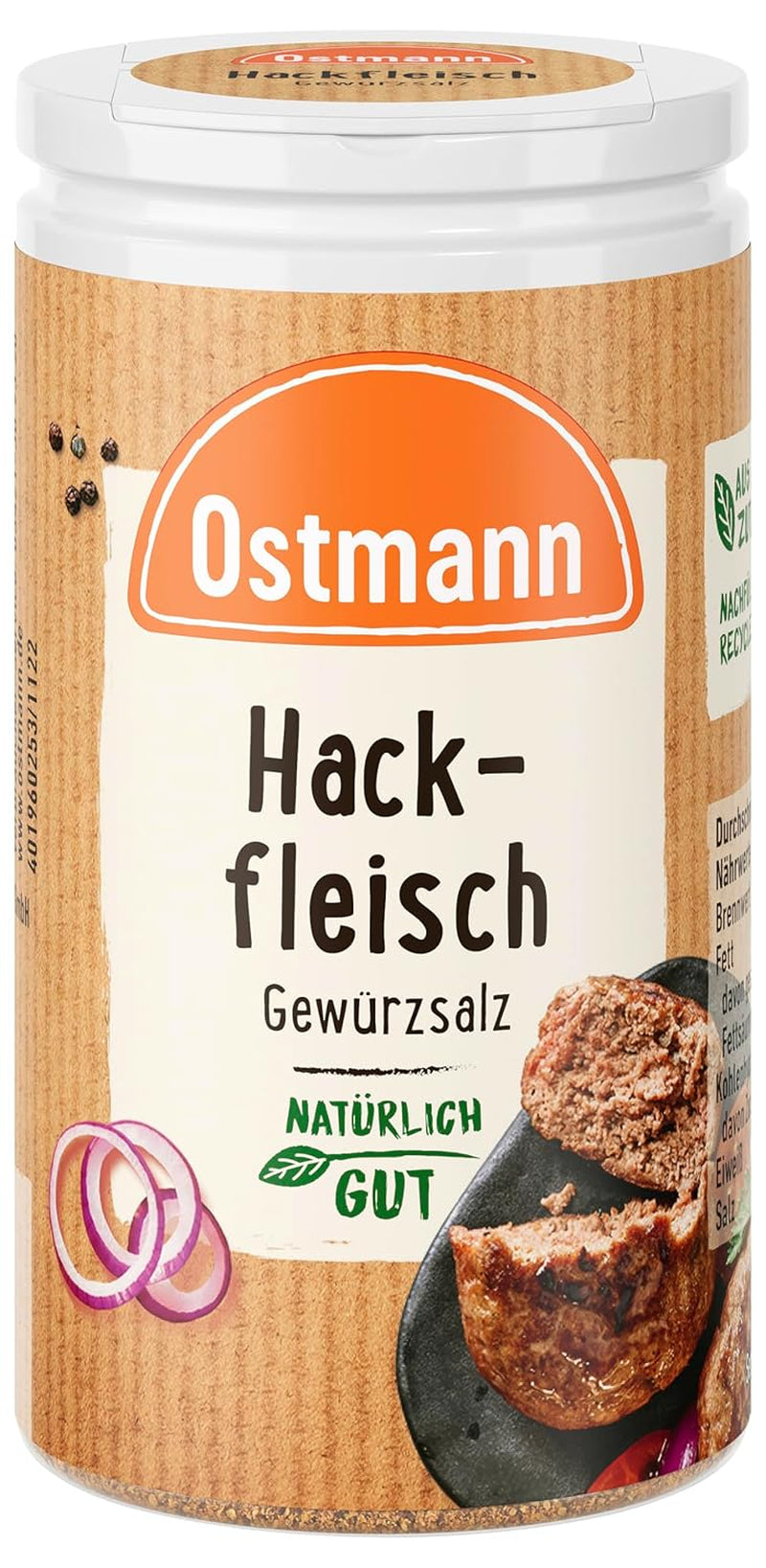 Ostmann Gewürze - Hackfleisch Gewürzsalz | Gewürz für Hackfleisch, Buletten eller Cevapcici | 60 g i Streudose
