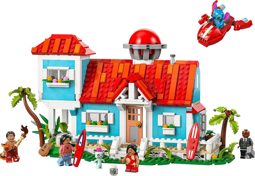 LEGO Ç€ Disney Beach House fra "Lilo and Stitch" - Bygbart legetøj med 6 rum, observatorium, rumskib og 5 minifigurer - fødselsdagsgave til piger og drenge 9+ og fans 43268 Besuche den LEGO-Store byggesæt