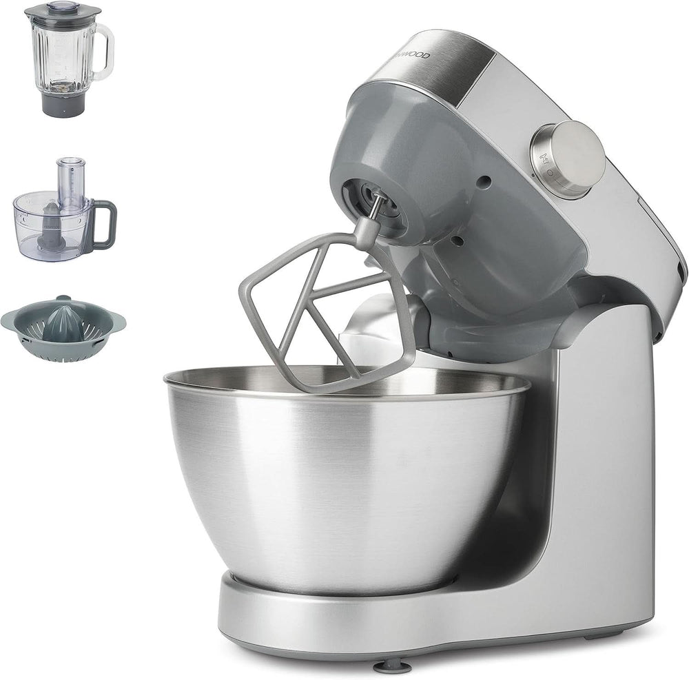 Kenwood Prospero+ KHC29A.R0SI Küchenmaschine, 4,3 L Edelstahlschüssel, Inkl. 10-Teiligem Zubehör-Set Mit Fleischwolf, Glas-Mixer, Zitruspresse, Entsafter Und Mehr, Inkl. Easyweigh Waage, 1000W, Silber Mor og barn Naty Shop Silber Inkl. 7 Tilbehør