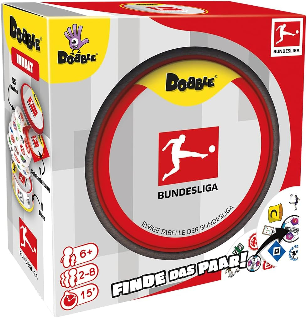 Dobble Bundesliga, familiespil, kortspil, 2-8 spillere, i alderen 6+, 15 minutter, tysk