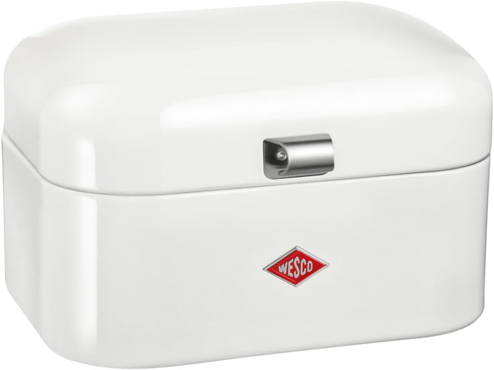 Coș de pâine WESCO Single Grandy în culoarea verde mentă, tablă de oțel acoperită cu pulbere, găuri de ventilație și mâner robust Cutii depozitare alimente Naty Shop Alb