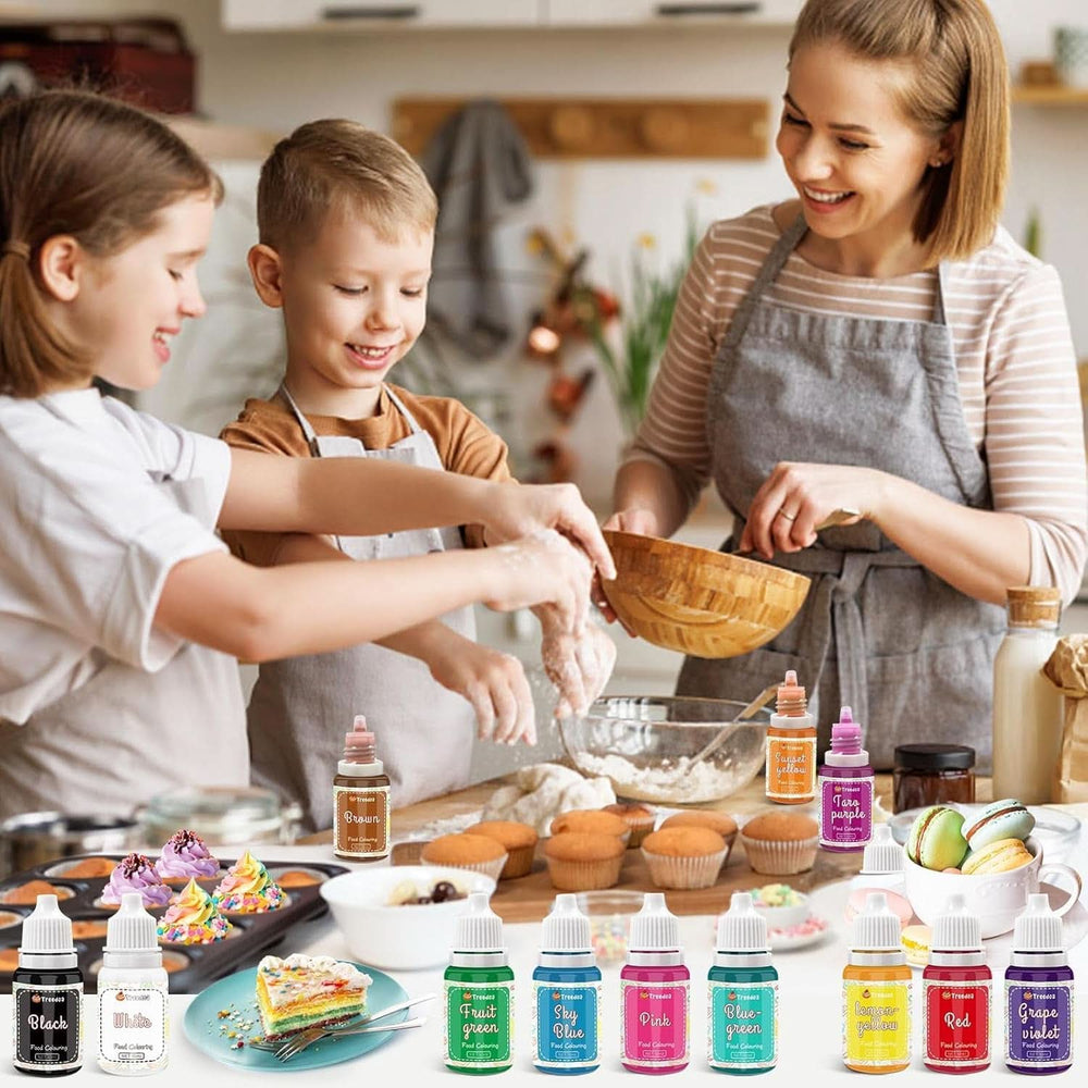 Sæt med 12 flydende madfarver, 10 ml Naty Shop